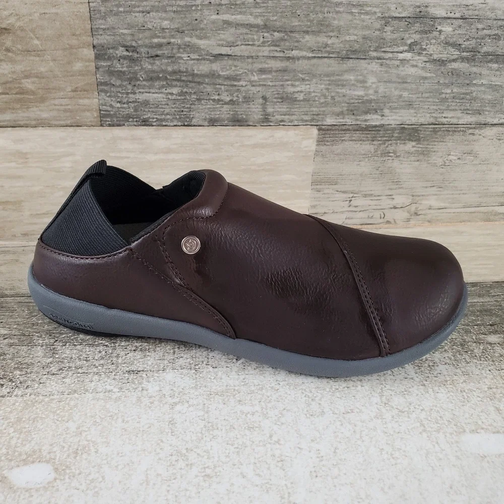 Spenco Brooklyn Convertible Women Shoe Sz 5 W Brown Leather Elastic Gore Slip On
